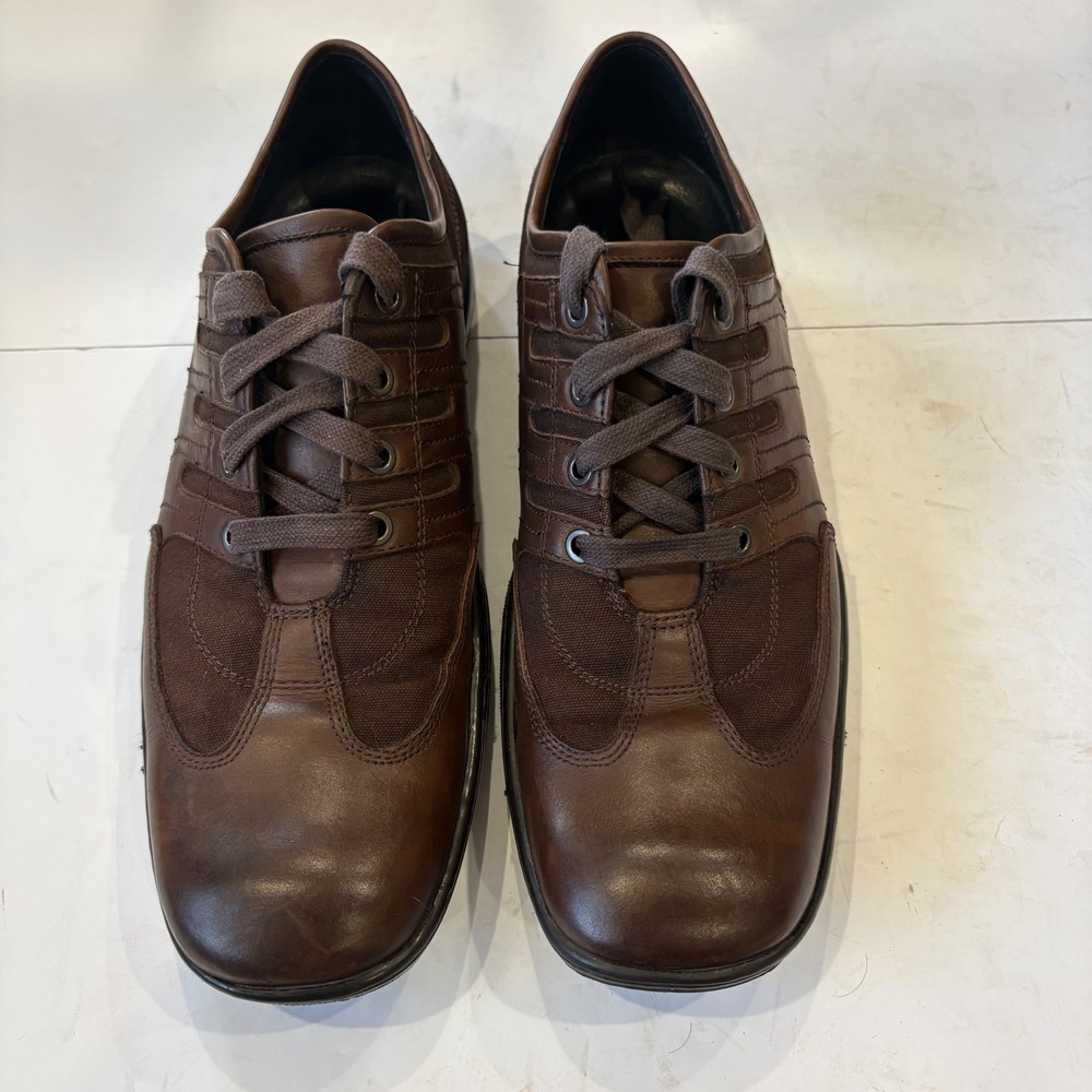 Kenneth Cole Fly By Nite Mens Brown Leather Canvas Sneakers M72859 Size 10M